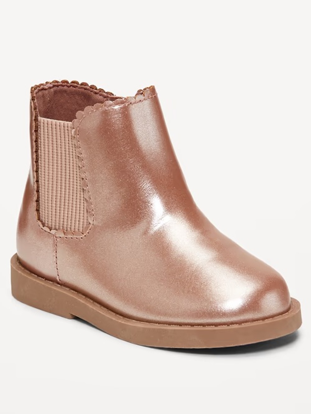 Old Navy Shiny Faux-Leather Chelsea Boots for Toddler Girls NWT